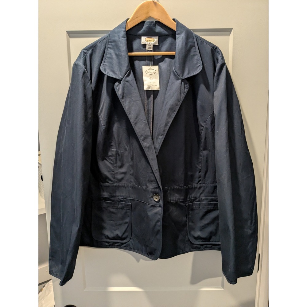 NWOT Talbots Womens Navy Blue Blazer Jacket Size 24W Cotton‎